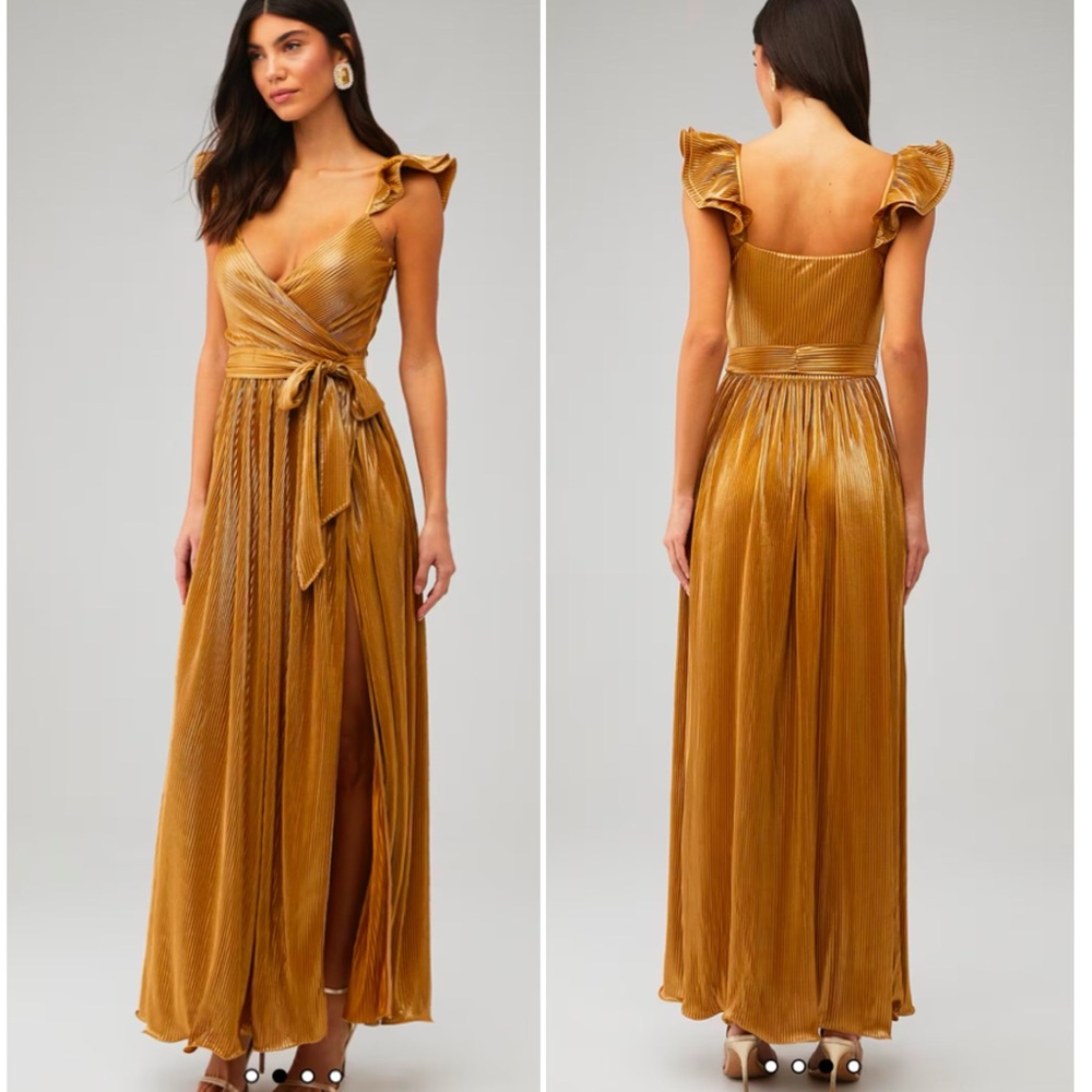 SAYLOR Imara Metallic Gold Bronze Belt Maxi Dress Revolve‎ Small